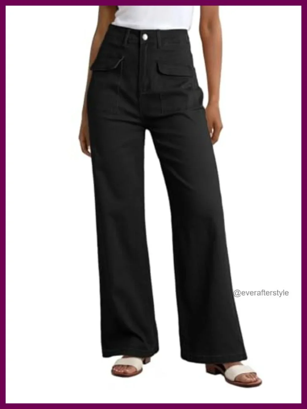 High Waist Wide Leg Cargo Pants Baggy Casual Stretch Cotton
